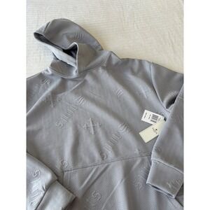 Saints Studio Mens‎ Grey Premium Embossed Herringbone Logo Hoodie Small Y2K